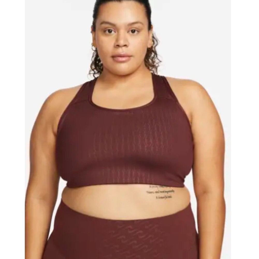 NWT Nike Dri fit Swoosh Medium Support Sports Bra 1 Piece Pad Bronze Eclipse